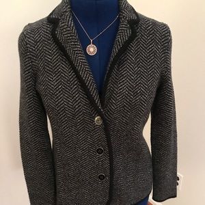 Talbots black/grey merino cardigan xs